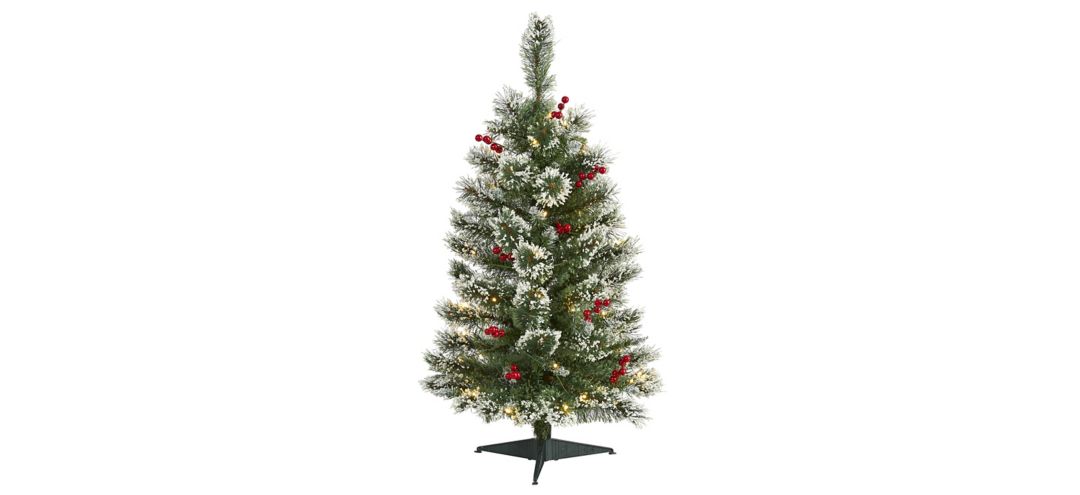 140193040 3ft. Pre-Lit Frosted Swiss Pine Artificial Christm sku 140193040