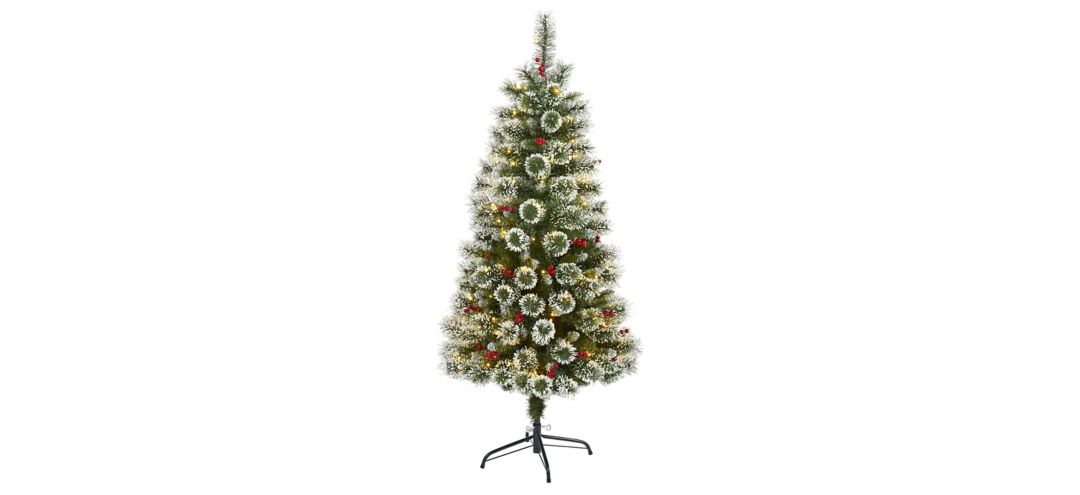 5ft. Pre-Lit Frosted Swiss Pine Artificial Christmas Tree