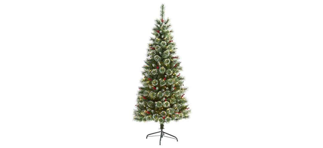 6ft. Pre-Lit Frosted Swiss Pine Artificial Christmas Tree