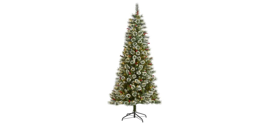 7ft. Pre-Lit Frosted Swiss Pine Artificial Christmas Tree