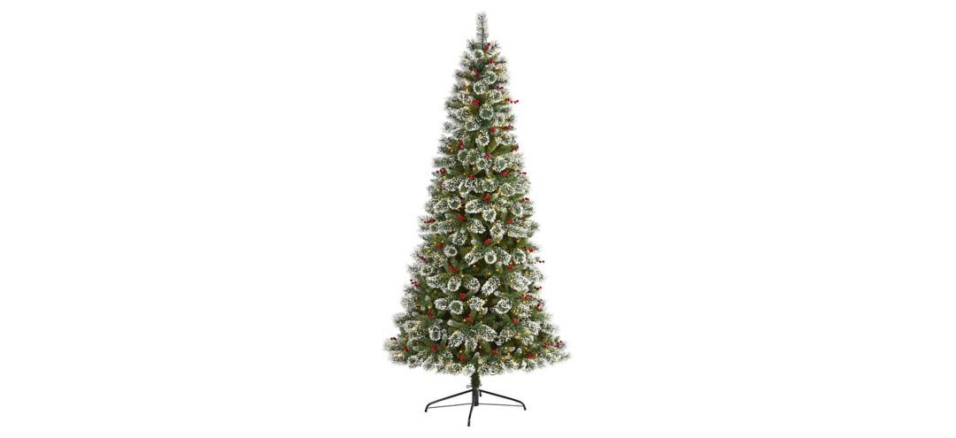 8ft. Pre-Lit Frosted Swiss Pine Artificial Christmas Tree