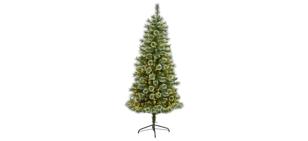 6ft. Pre-Lit Wisconsin Slim Snow Tip Pine Artificial Christmas Tree