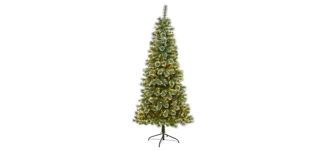 7ft. Pre-Lit Wisconsin Slim Snow Tip Pine Artificial Christmas Tree