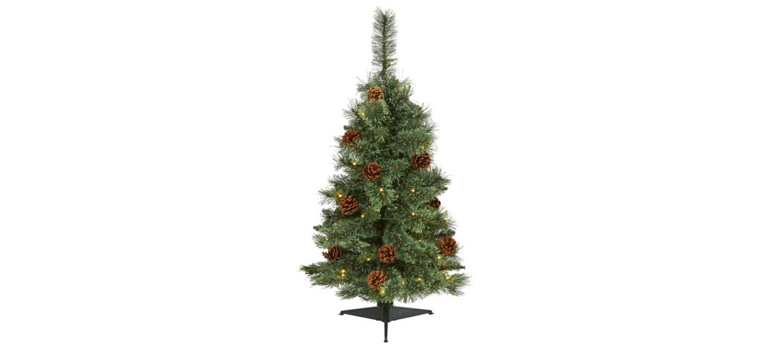 3ft. Pre-Lit White Mountain Pine Artificial Christmas Tree