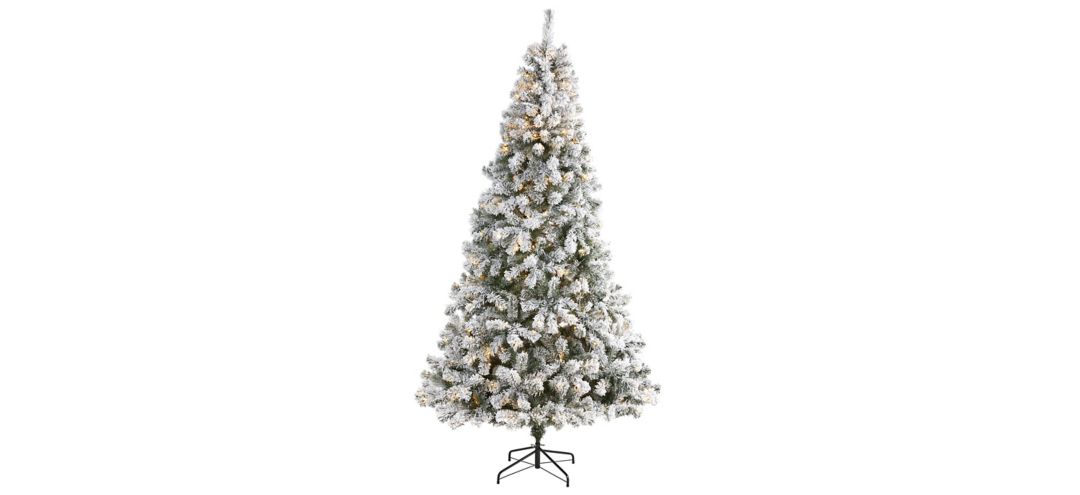 8ft. Pre-Lit Flocked West Virginia Fir Artificial Christmas Tree