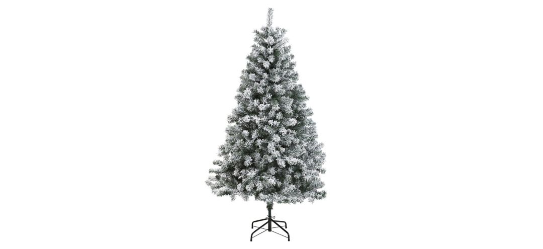 140194140 6ft. Flocked Rock Springs Spruce Artificial Christ sku 140194140