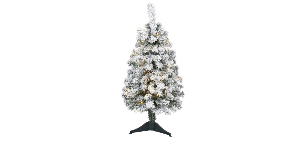 3ft. Pre-Lit Flocked Rock Springs Spruce Artificial Christmas Tree