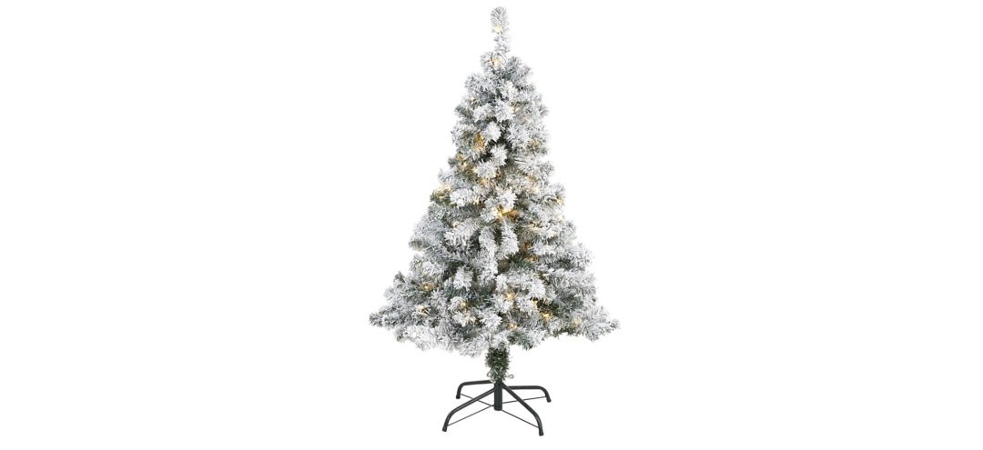 4ft. Pre-Lit Flocked Rock Springs Spruce Artificial Christmas Tree