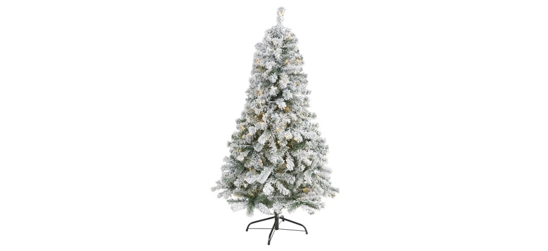 5ft. Pre-Lit Flocked Rock Springs Spruce Artificial Christmas Tree