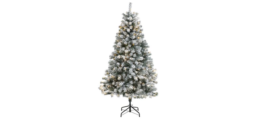 6ft. Pre-Lit Flocked Rock Springs Spruce Artificial Christmas Tree