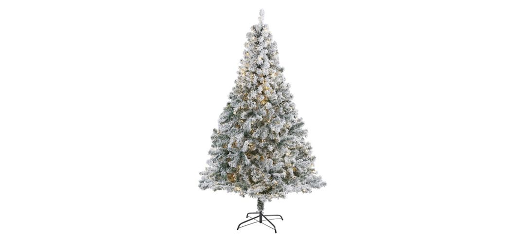 7ft. Pre-Lit Flocked Rock Springs Spruce Artificial Christmas Tree