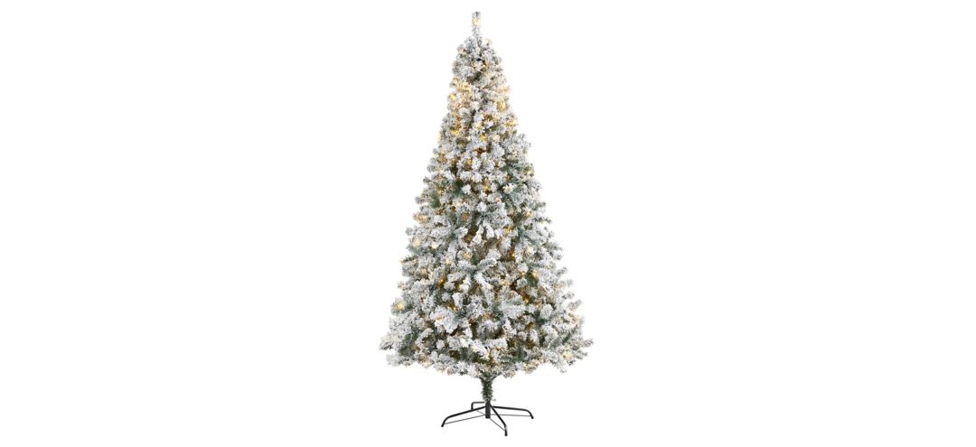 8ft. Pre-Lit Flocked Rock Springs Spruce Artificial Christmas Tree