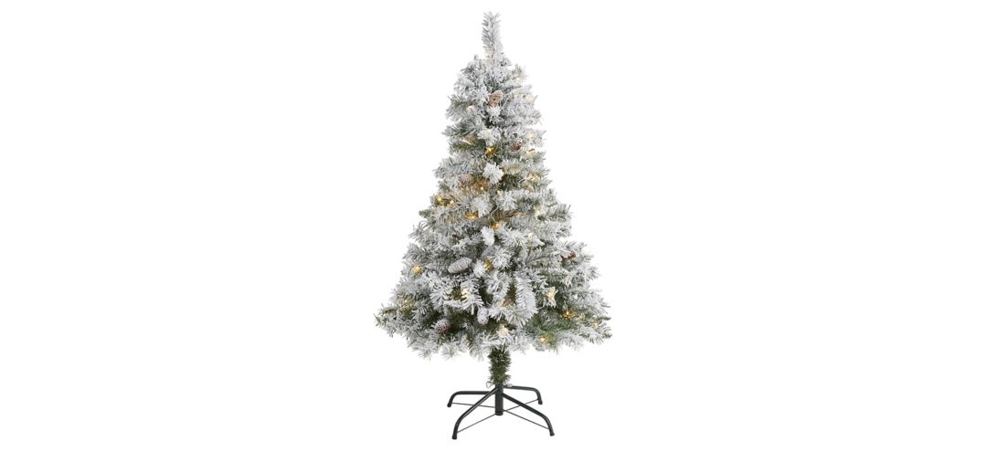 4ft. Pre-Lit Flocked White River Mountain Pine Artificial Christmas Tree