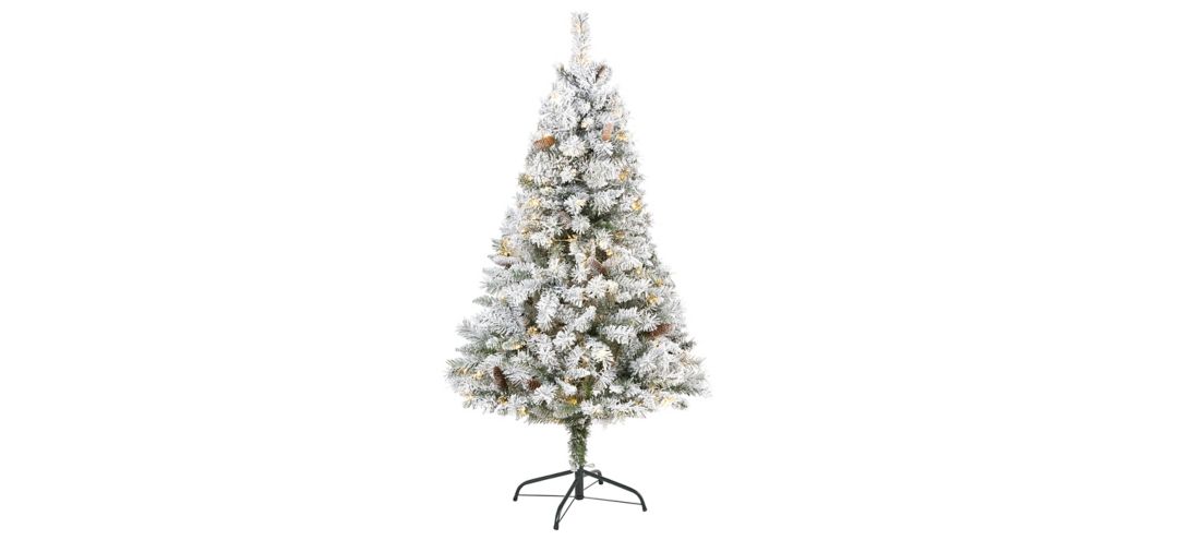 5ft. Pre-Lit Flocked White River Mountain Pine Artificial Christmas Tree