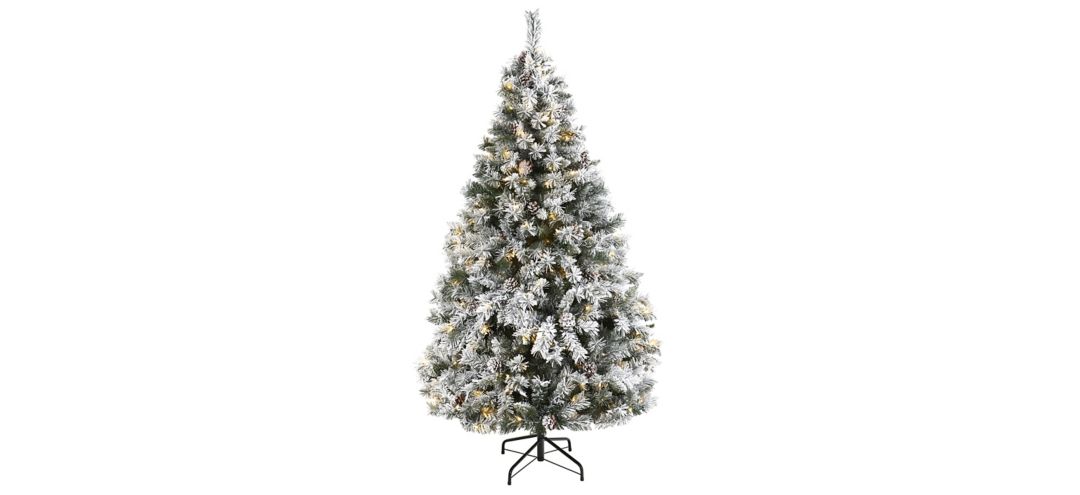 6ft. Pre-Lit Flocked White River Mountain Pine Artificial Christmas Tree