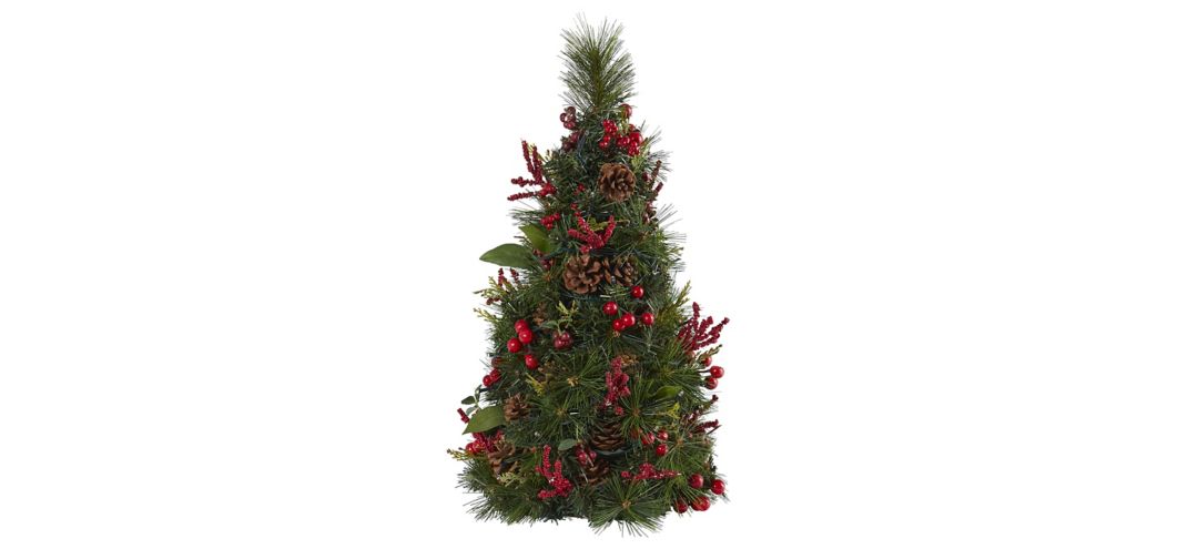 2ft. Pre-Lit Mixed Berry and Pine Cone Artificial Christmas Tree