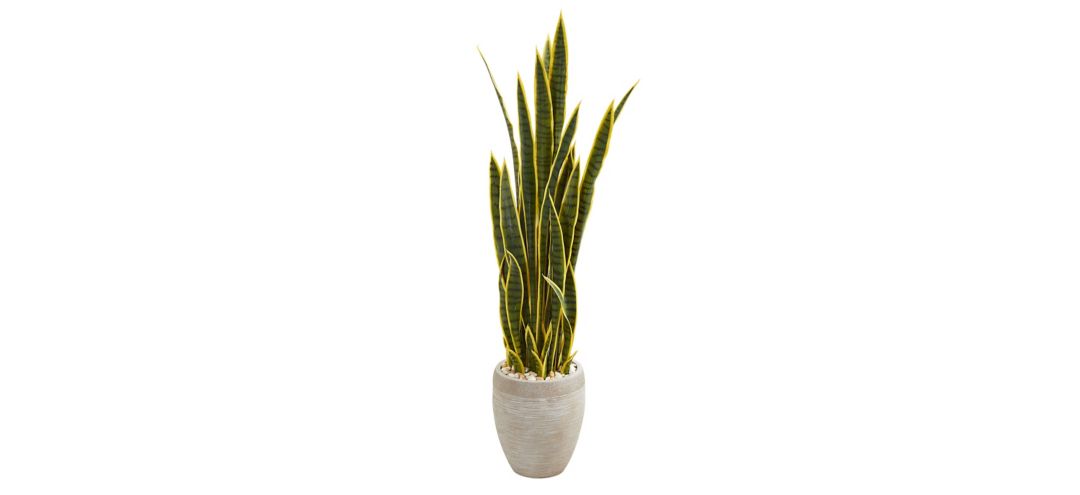 52in. Sansevieria Artificial Plant in Sand Planter