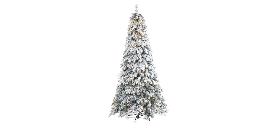 8ft. Pre-Lit Flocked Vermont Mixed Pine Artificial Christmas Tree