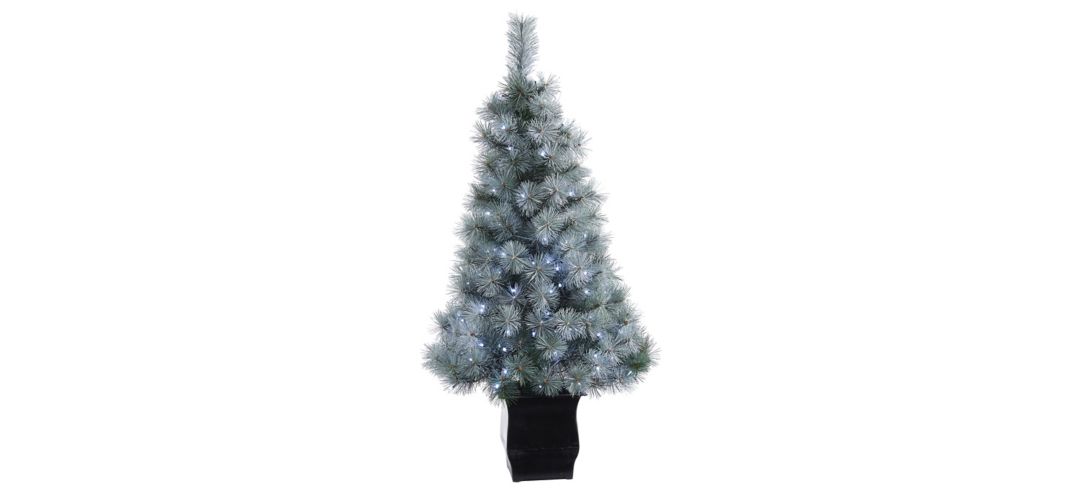 4ft. Pre-Lit Snowy Mountain Pine Artificial Christmas Tree w/ Planter
