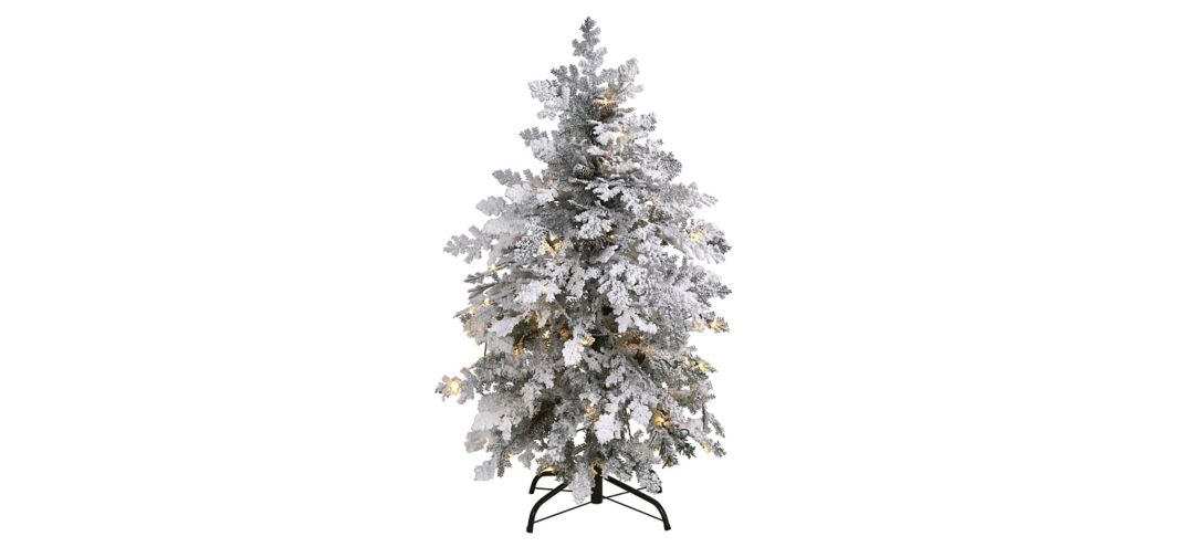 4ft. Pre-Lit Flocked Montana Down Swept Spruce Artificial Christmas Tree