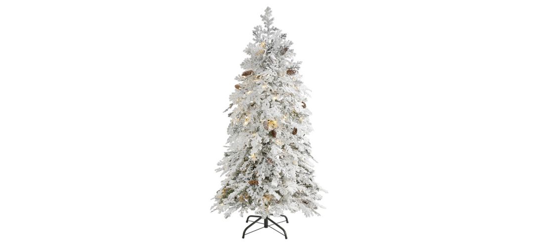 5ft. Pre-Lit Flocked Montana Down Swept Spruce Artificial Christmas Tree