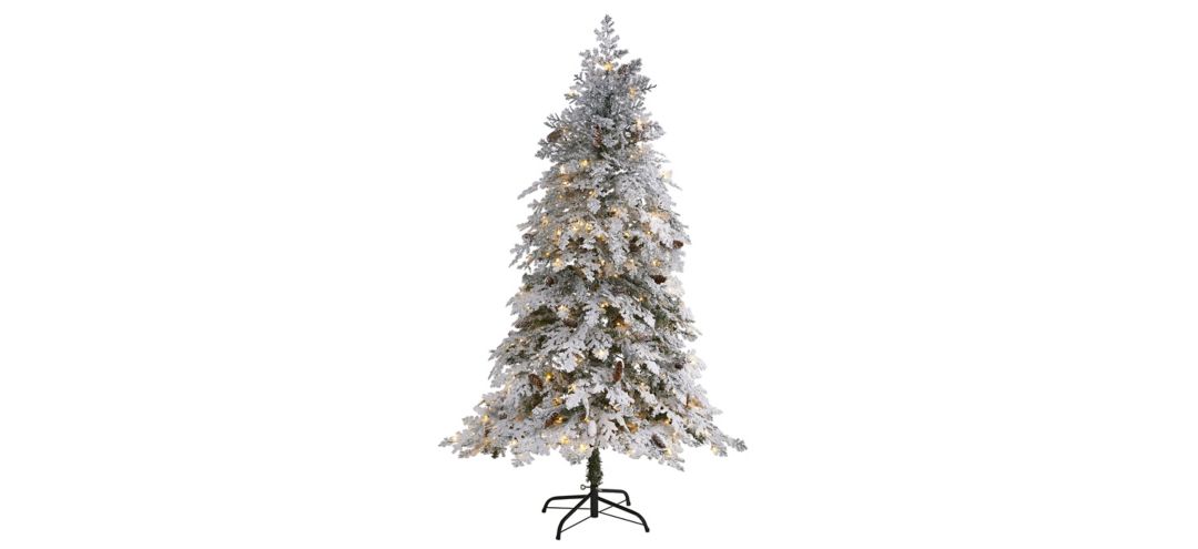 140194620 6ft. Pre-Lit Flocked Montana Down Swept Spruce Art sku 140194620