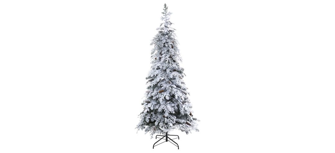 7ft. Pre-Lit Flocked Montana Down Swept Spruce Artificial Christmas Tree