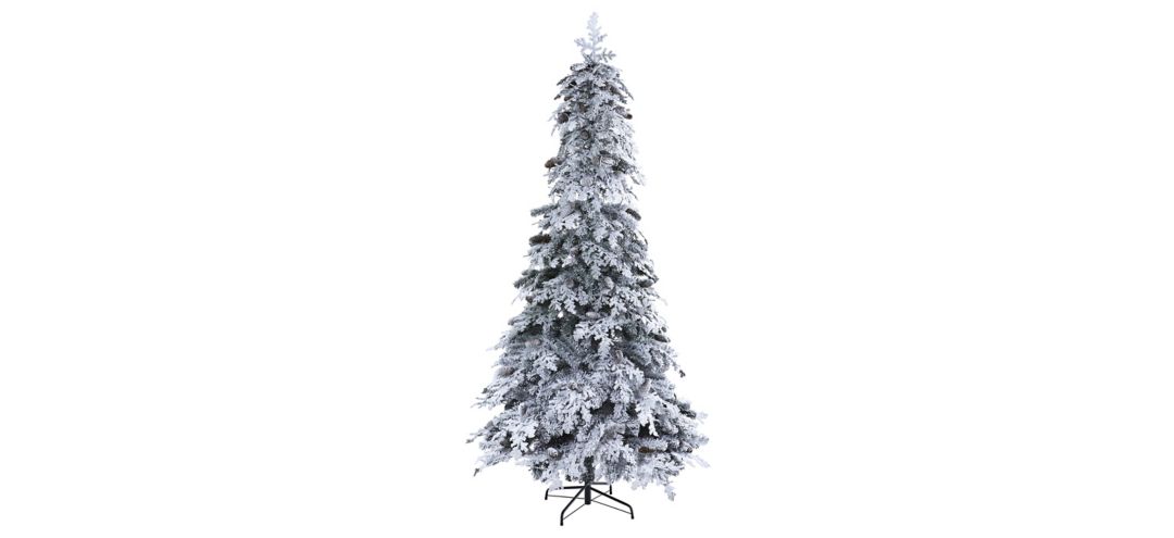 8ft. Pre-Lit Flocked Montana Down Swept Spruce Artificial Christmas Tree