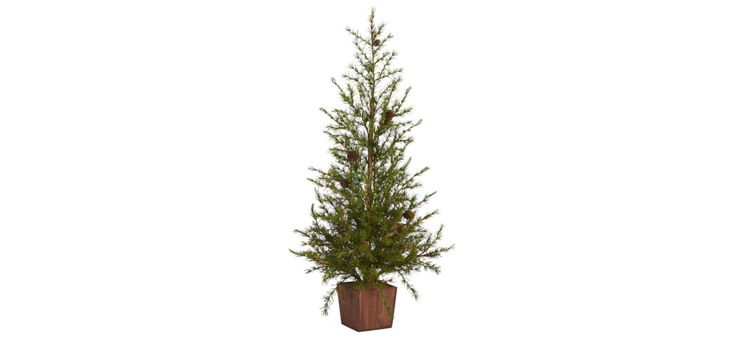 3ft. Alpine Natural Look Artificial Christmas Tree w/ Wood Planter