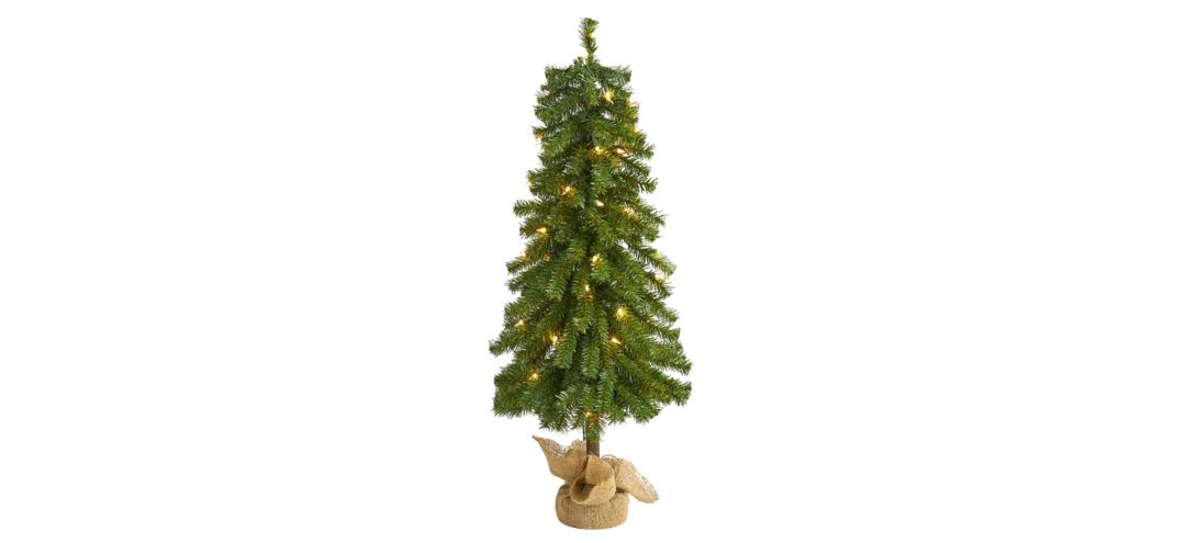 3ft. Pre-Lit Alpine Artificial Christmas Tree w/ Burlap Planter