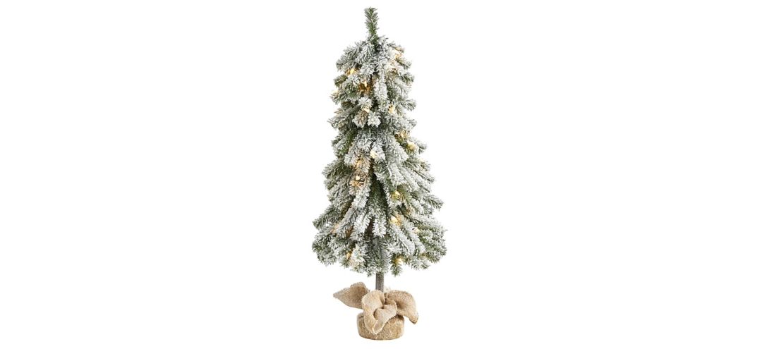 140194860 3ft. Pre-Lit Flocked Alpine Artificial Christmas T sku 140194860