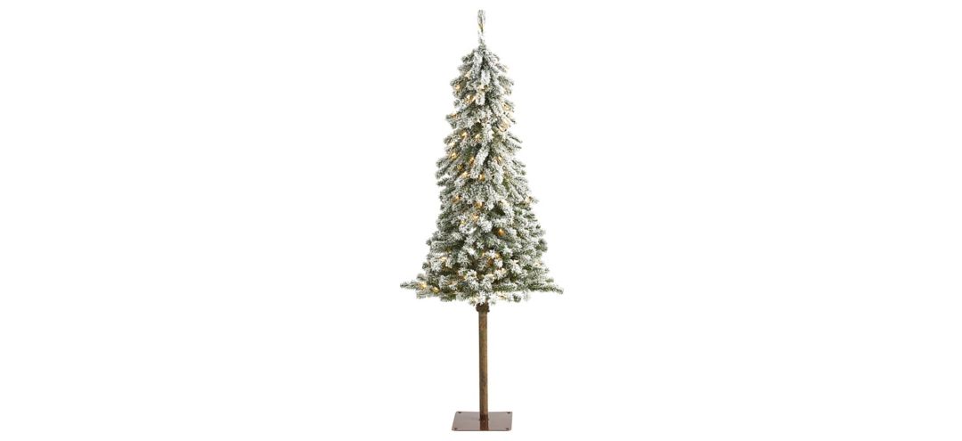 5ft. Pre-Lit Flocked Alpine Christmas Artificial Tree