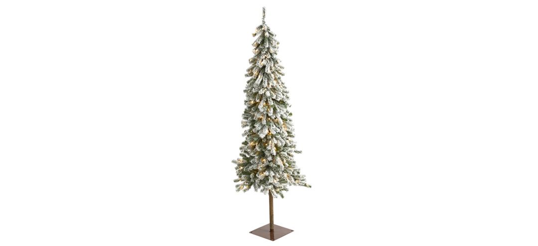 6ft. Pre-Lit Flocked Alpine Artificial Christmas Tree
