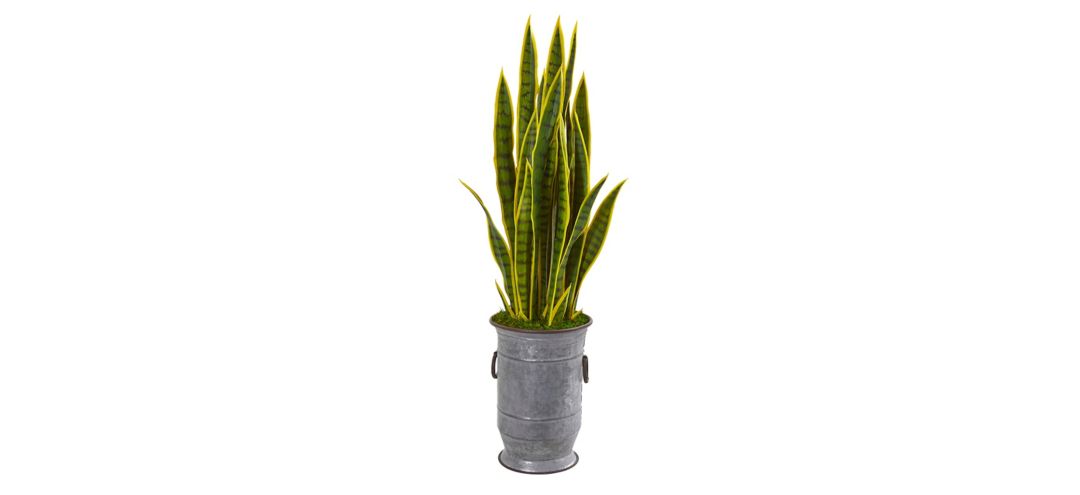 40in. Sansevieria Artificial Plant in Metal Planter