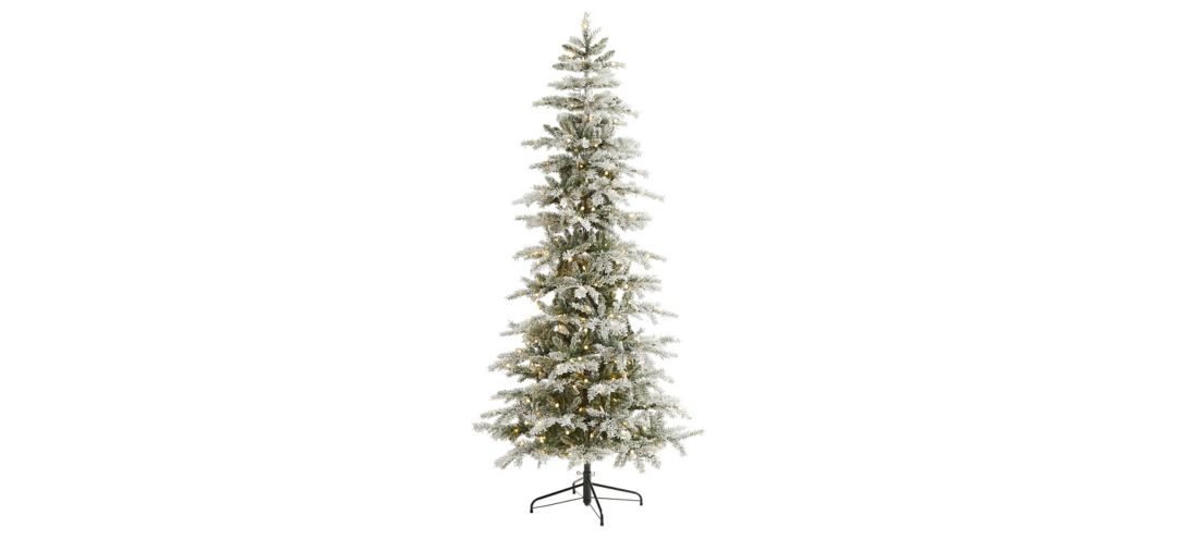 7.5ft. Pre-Lit Slim Flocked Nova Scotia Spruce Artificial Christmas Tree