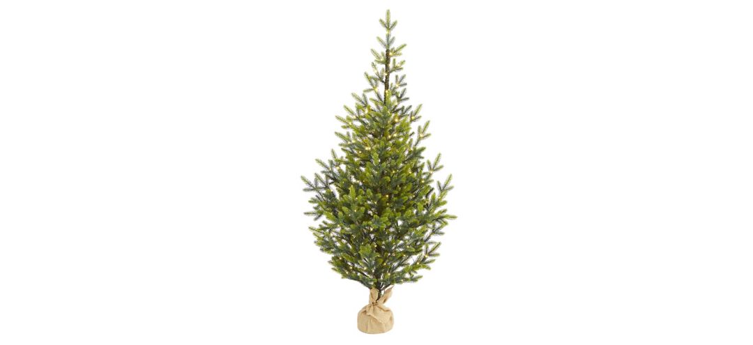 "5ft. Pre-Lit Fraser Fir ""Natural Look"" Artificial Christmas Tree w/ Burlap Planter"