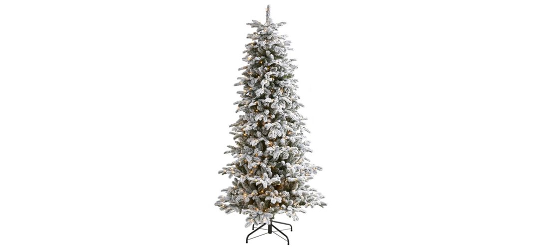 7ft. Pre-Lit Flocked North Carolina Fir Artificial Christmas Tree