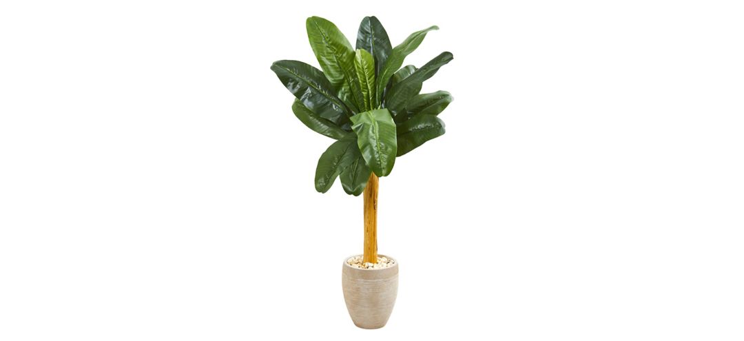 58in. Banana Artificial Tree in Sand Colored Planter