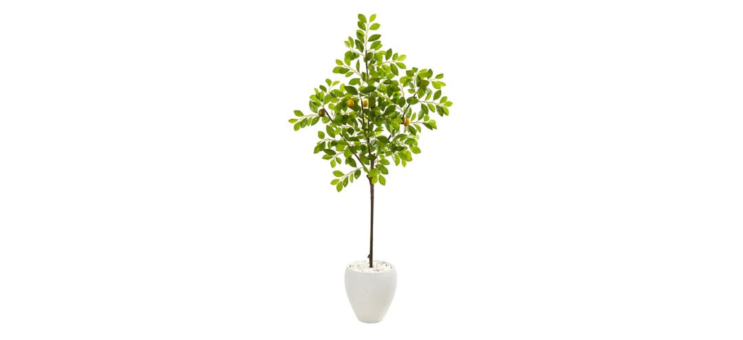 68in. Lemon Artificial Tree in White Planter