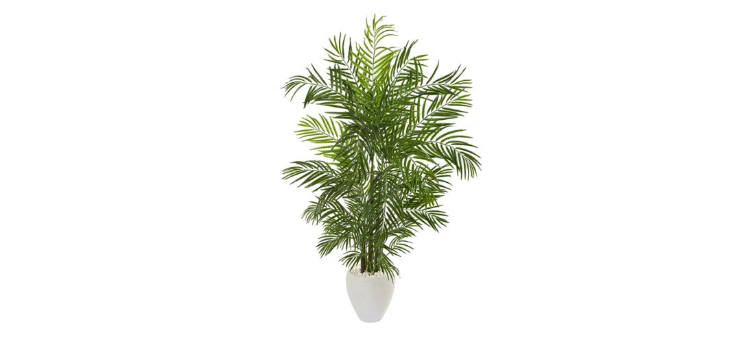 Areca Palm Artificial Tree in White Planter (Indoor/Outdoor)