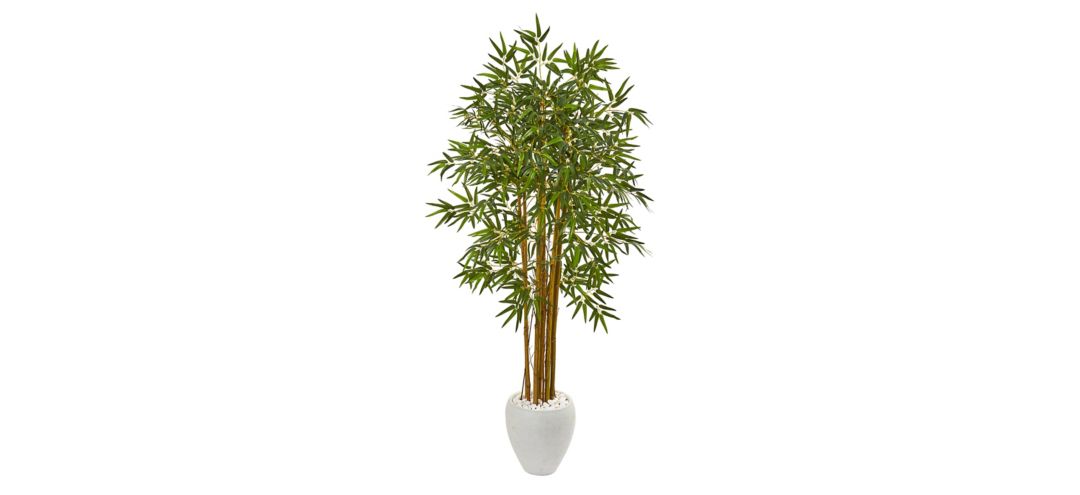 65in. Multi Bambusa Bamboo Artificial Tree in White Planter
