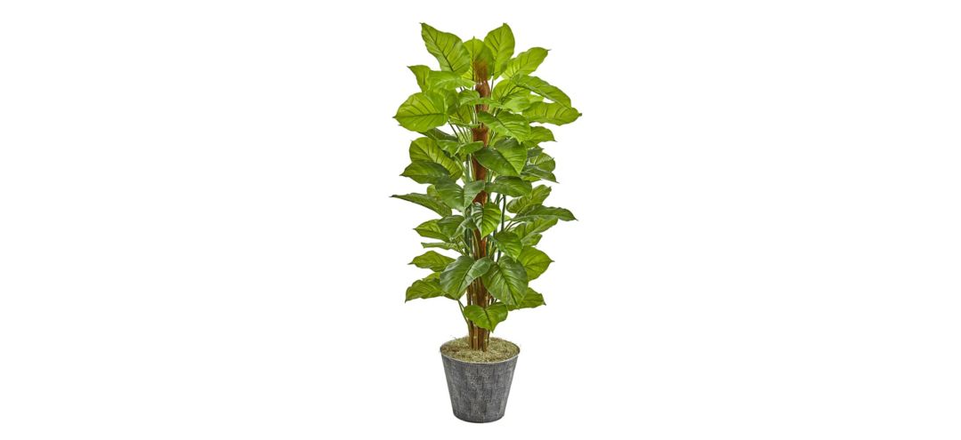 58in. Philodendron Artificial Plant in Black Embossed Planter