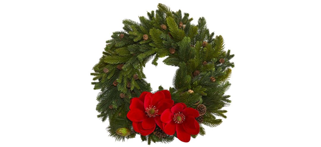 30in. Magnolia, Pine and Pinecone Artificial Wreath