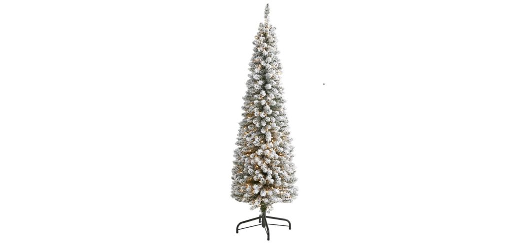 6ft. Pre-Lit Flocked Pencil Artificial Christmas Tree