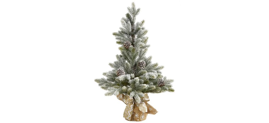 28in. Flocked Artificial Christmas Tree with Pine Cones