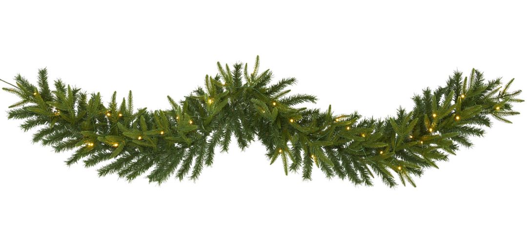 6ft. Green Pine Artificial Christmas Garland with 35 Clear LED Lights