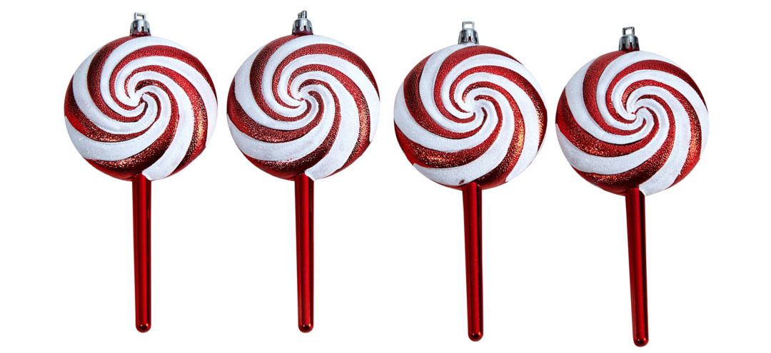 "7"" Candy Cane Lollipop Holiday Shatterproof Ornament Set"