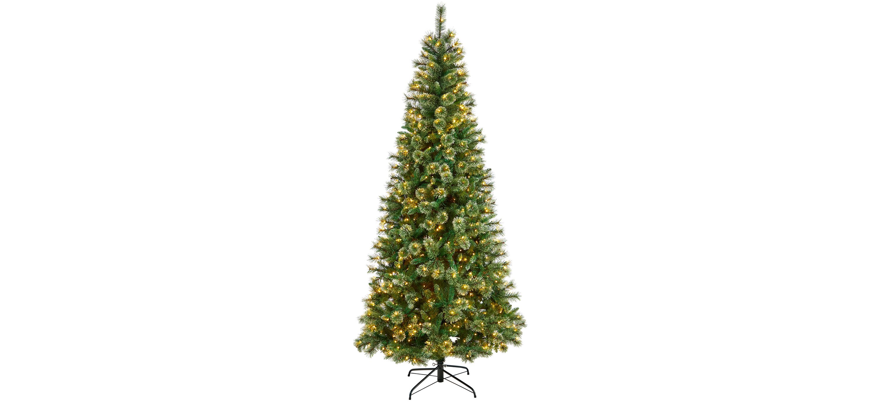8%27 Wisconsin Slim Snow Tip Artificial Christmas Tree with Clear LED Lights and Bendable Branches