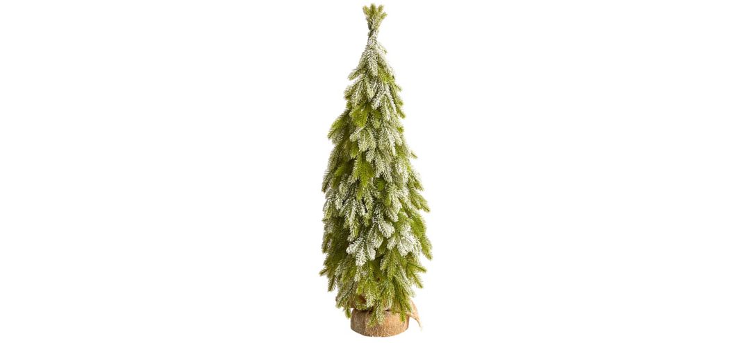 "35"" Flocked Down Swept Artificial Christmas Tree in Burlap Base"