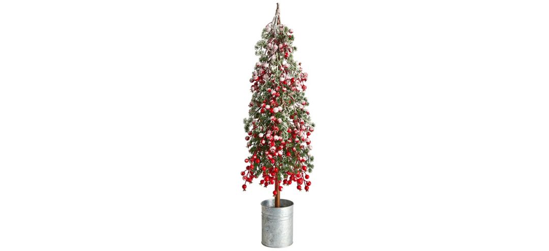 30 Flocked Berry Artificial Christmas Tree in Planter